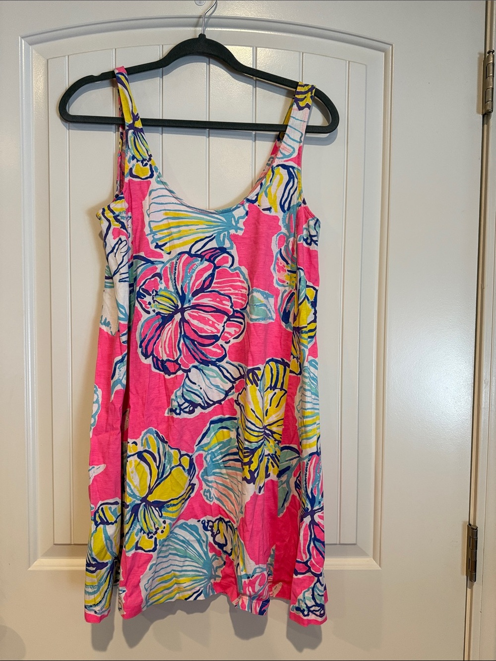 Lilly Pulitzer Hot Pink Floral Tank Sundress with Yellow & Blue Accents